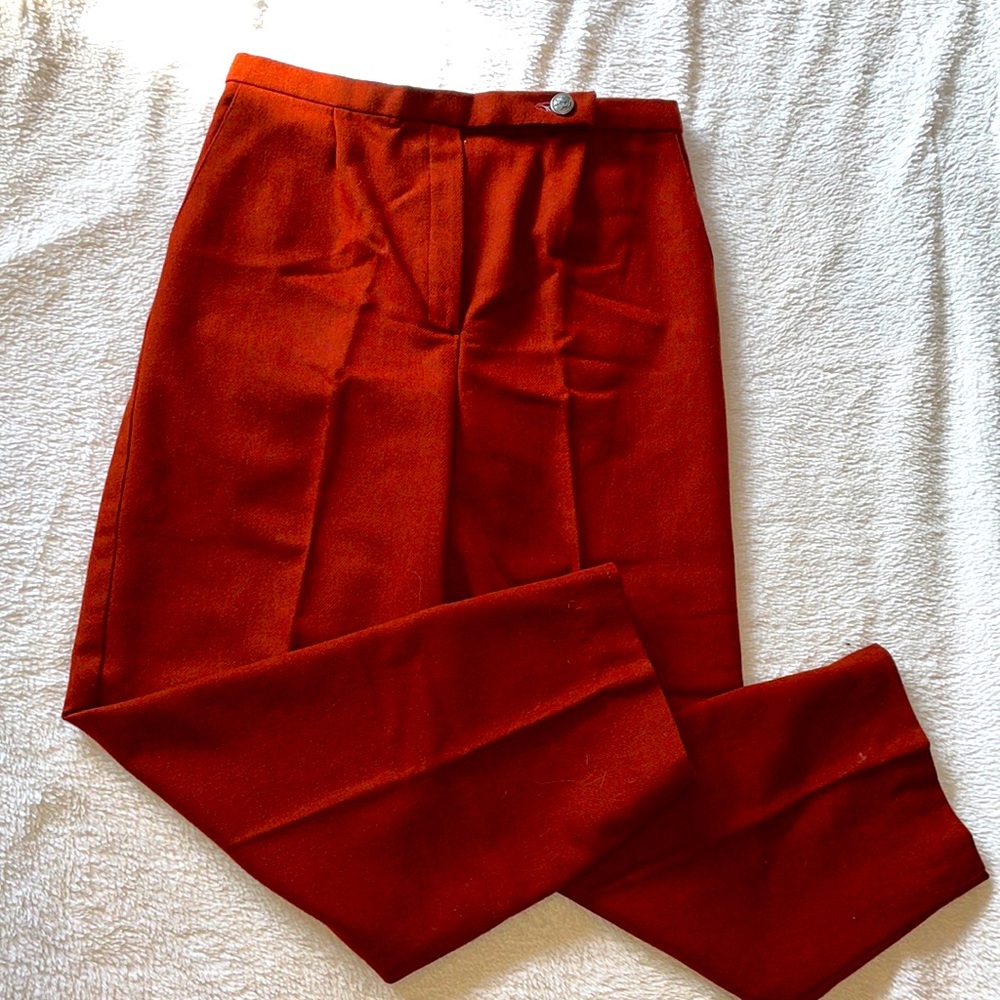 Wool rust color dress pants vintage hand sewn